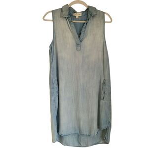 cloth & stone anthropologie light denim chambray sleeveless v-neck dress small